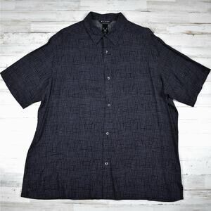 Abstract Eclectic 90's Black Short Sleeve Rayon Button Up Shirt Men's xlarge